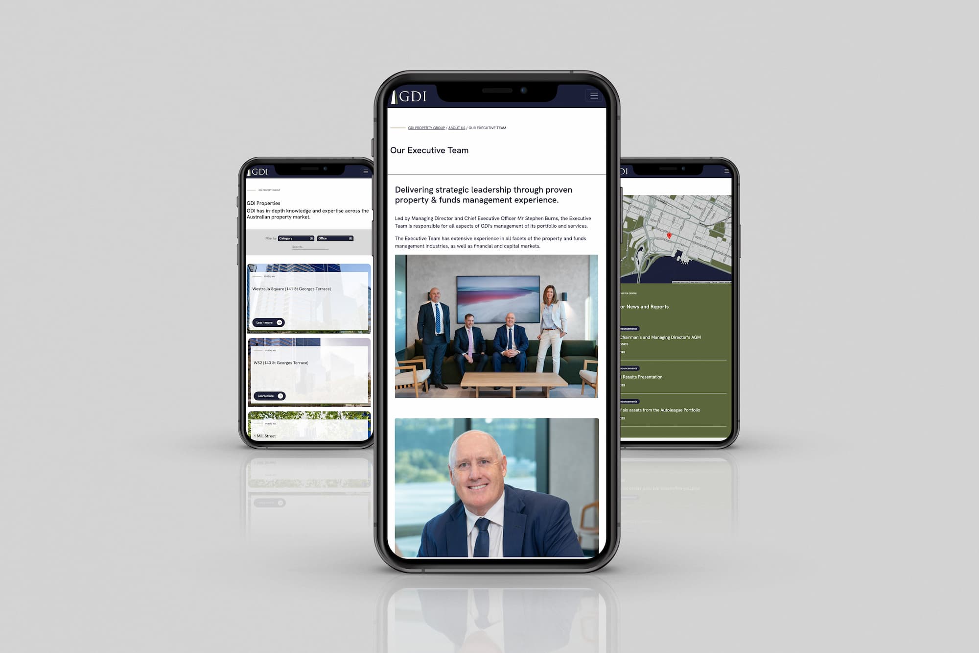 GDI Property Group website displayed across multiple devices including desktop, tablet and mobile