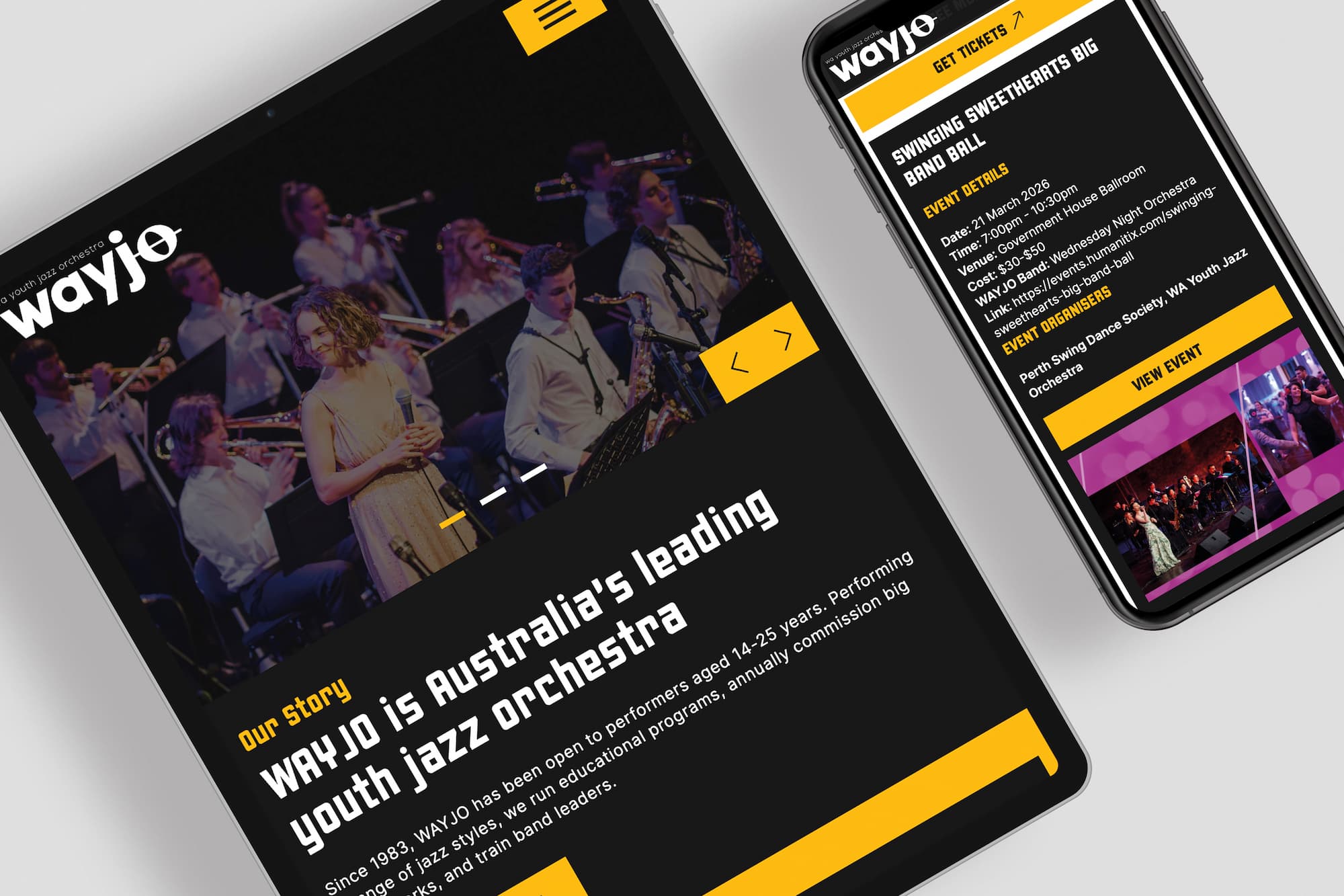 WAYJO website shown on an iPad