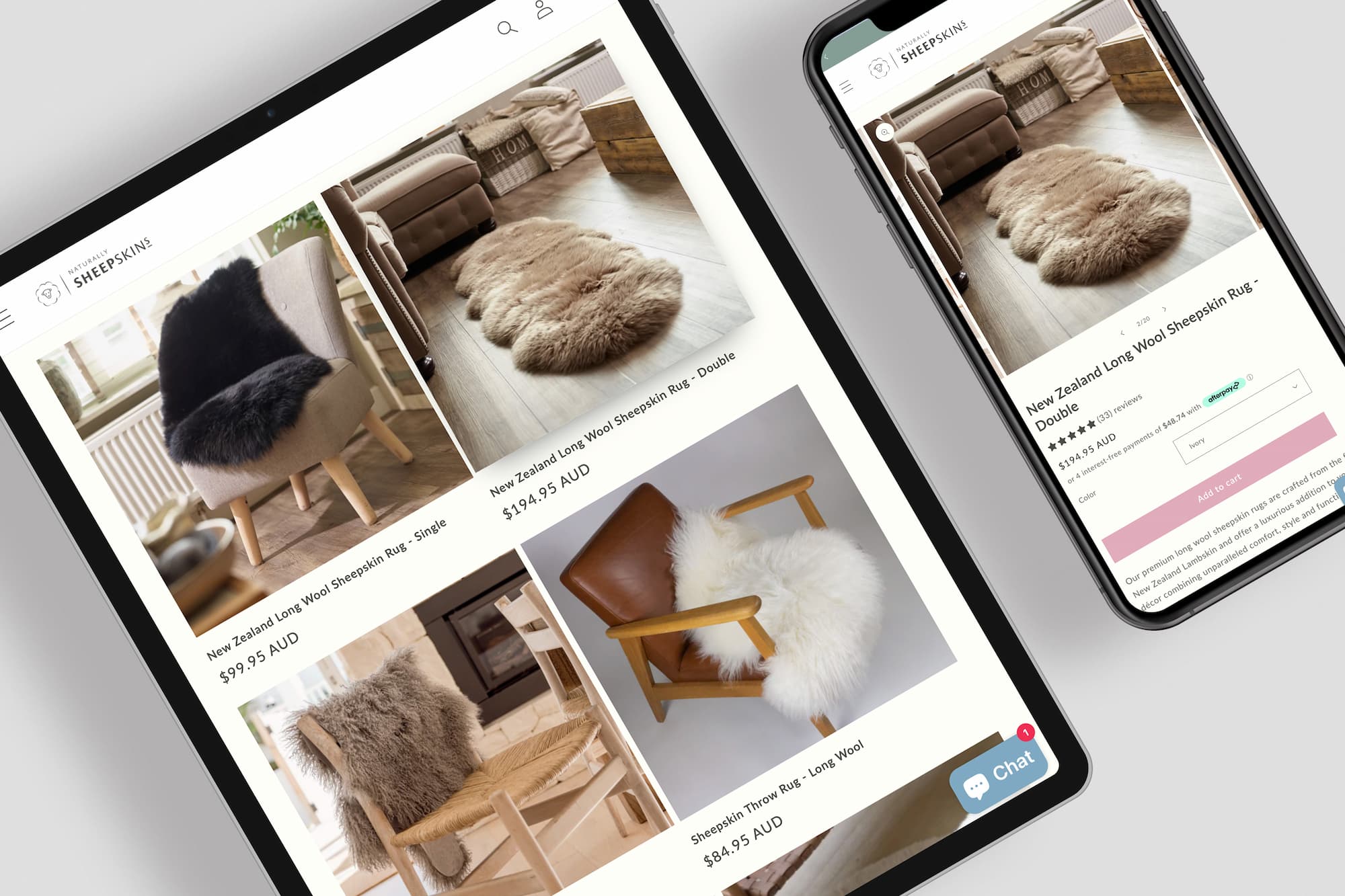 WooCommerce eCommerce website displayed on desktop showing product pages
