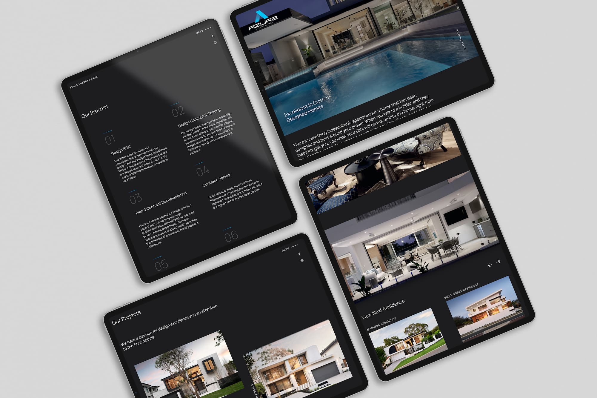 Azure Luxury Homes website displayed on desktop and tablet devices