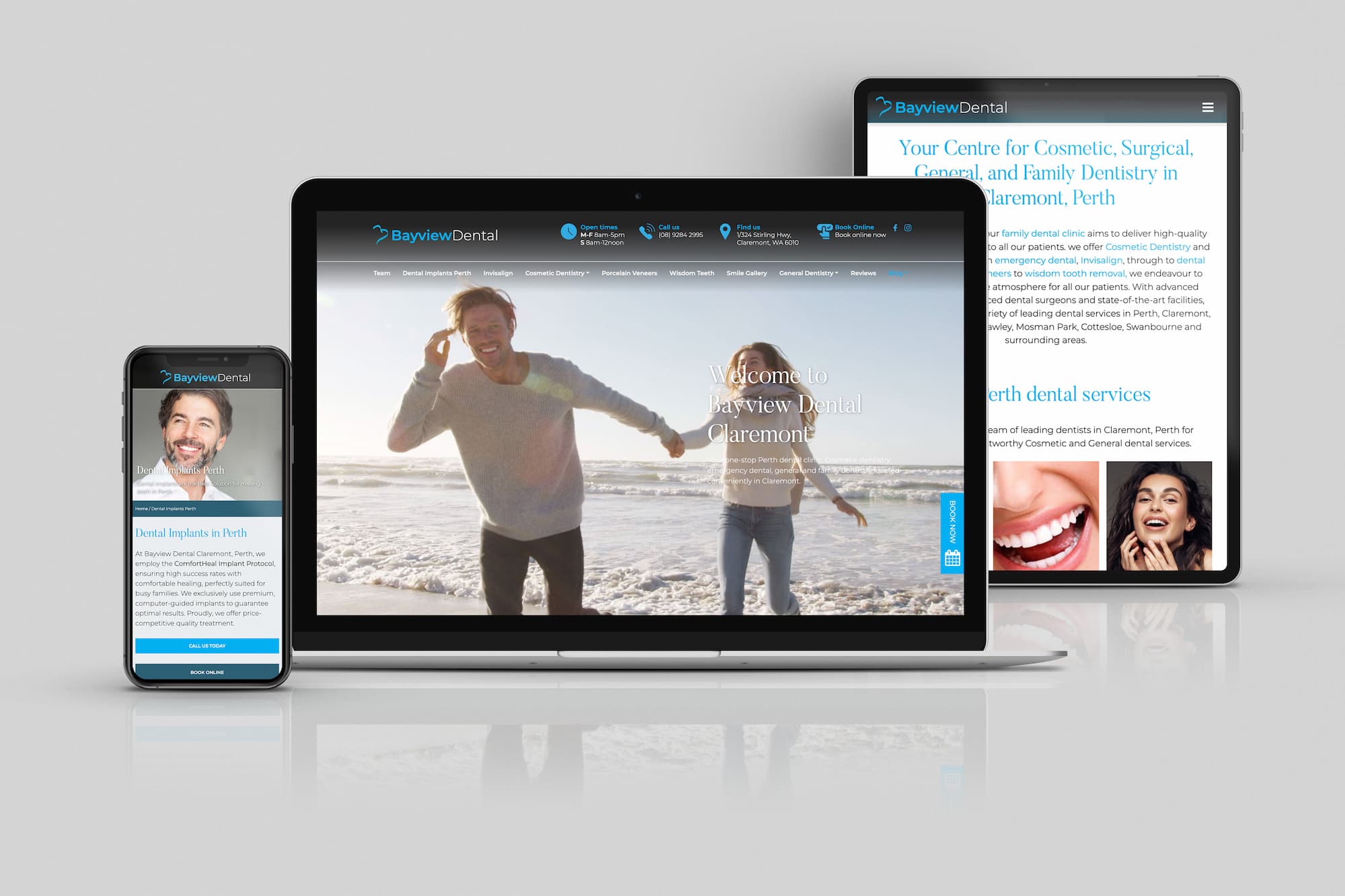 Bayview Dental website displayed on desktop, ipad and tablet devices