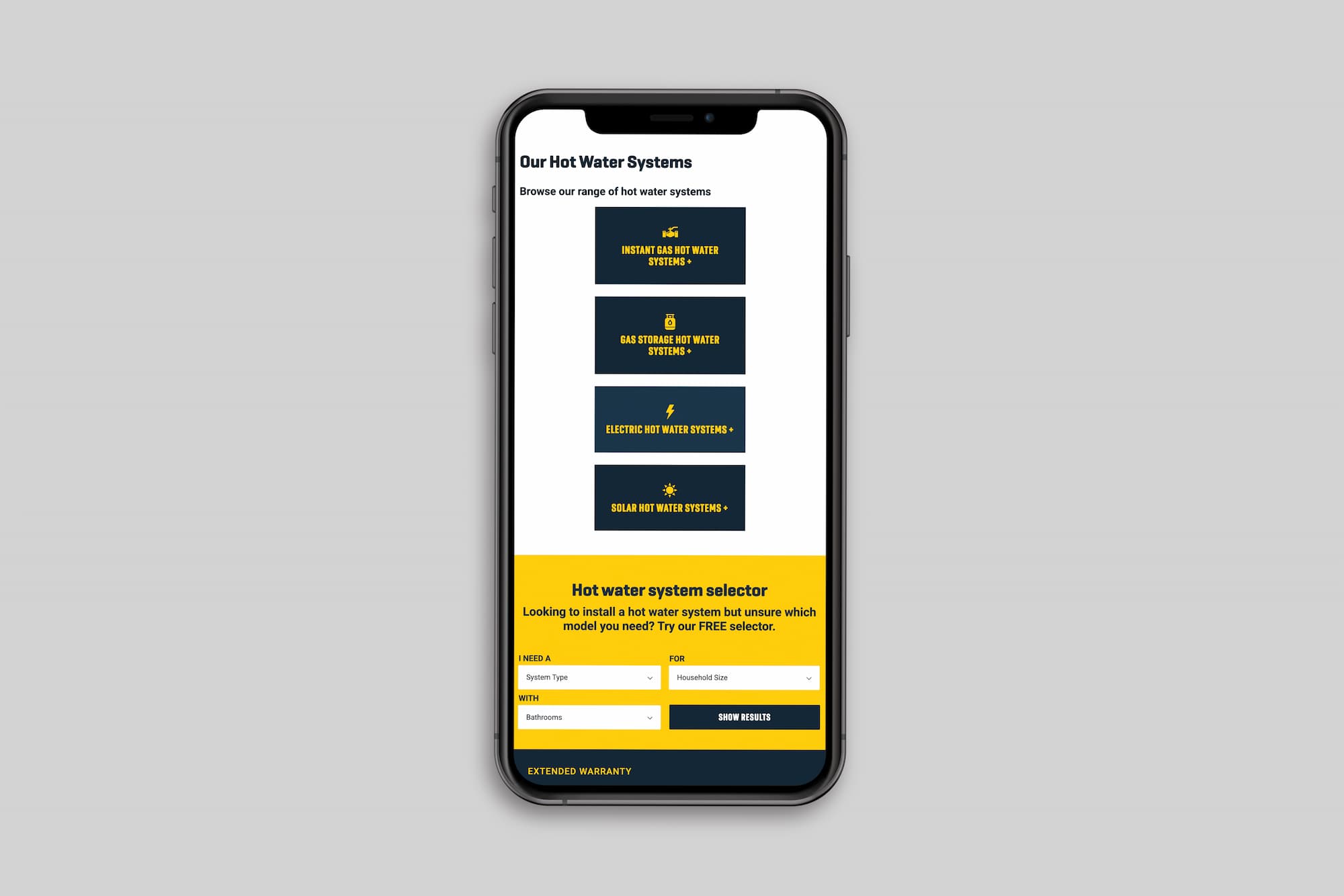 Ember Plumbing and Gas website displayed on a mobile phone
