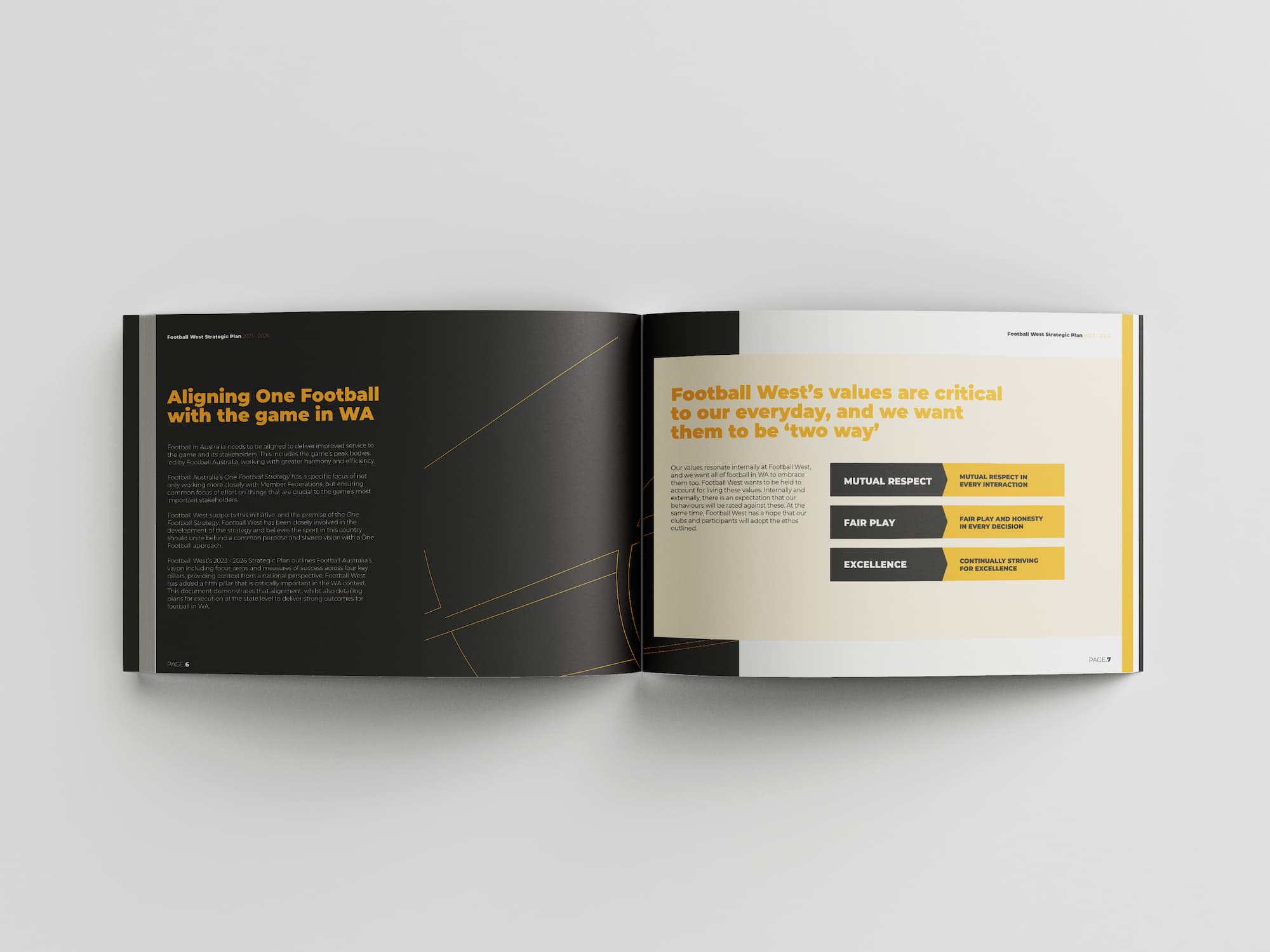 Football West strategic plan document spread